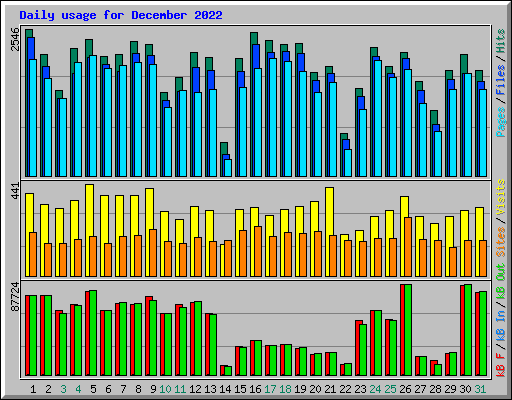 Daily usage for December 2022