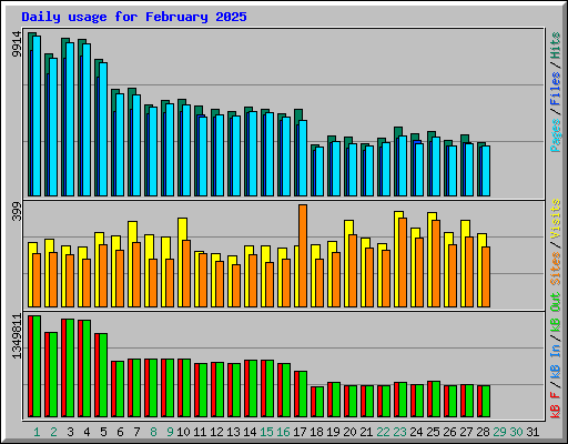 Daily usage for February 2025