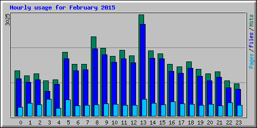 Hourly usage for February 2015